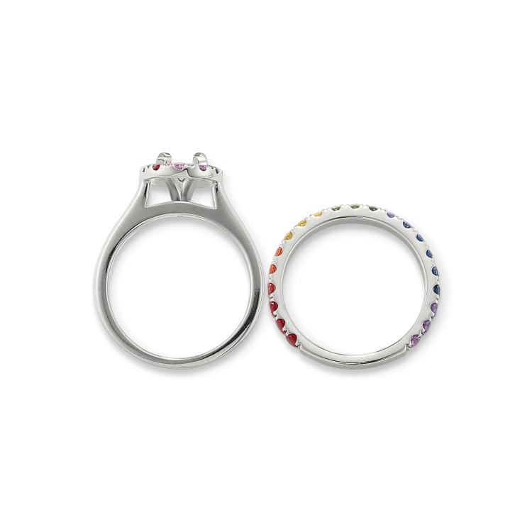 Evaloir Lyria Aurora Rainbow Sapphire In Platinum