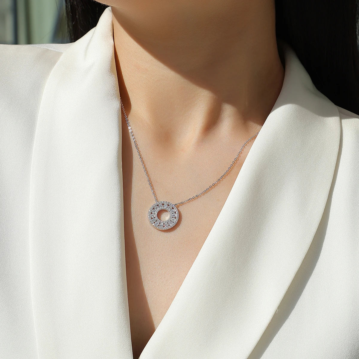 Evaloir Radiant Halo Circle Necklace
