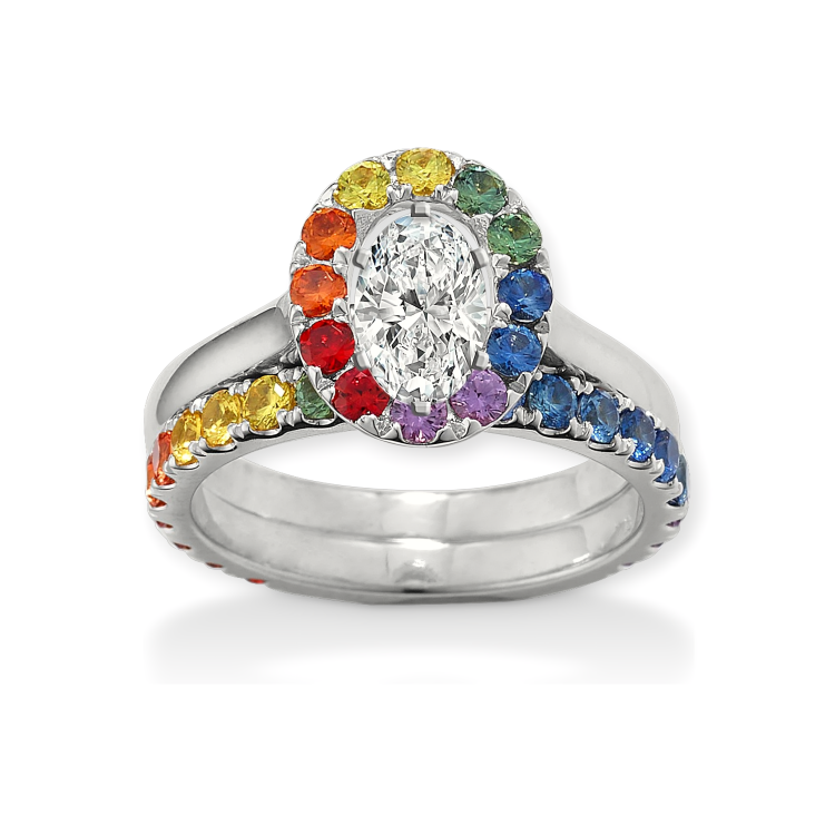 Evaloir Lyria Aurora Rainbow Sapphire In Platinum