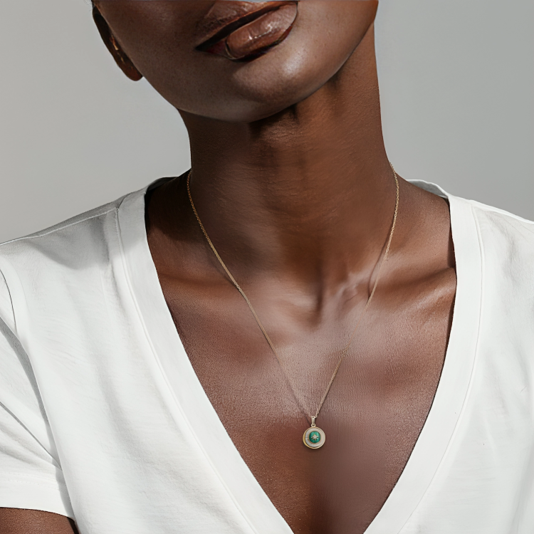 Evaloir Celestia Malachite Locket Necklace