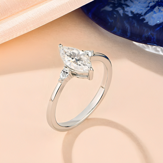 Evaloir Marquise Trio Engagement Ring