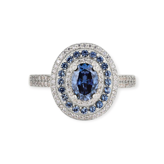 Evaloir Blue Moissanite Halo Ring